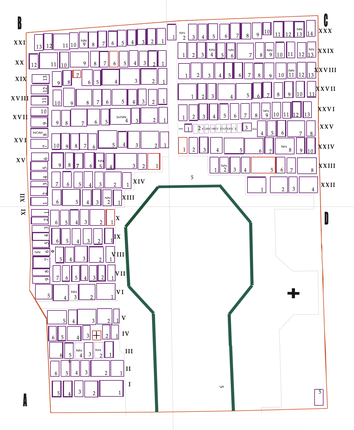plan cmentarza w wiśle